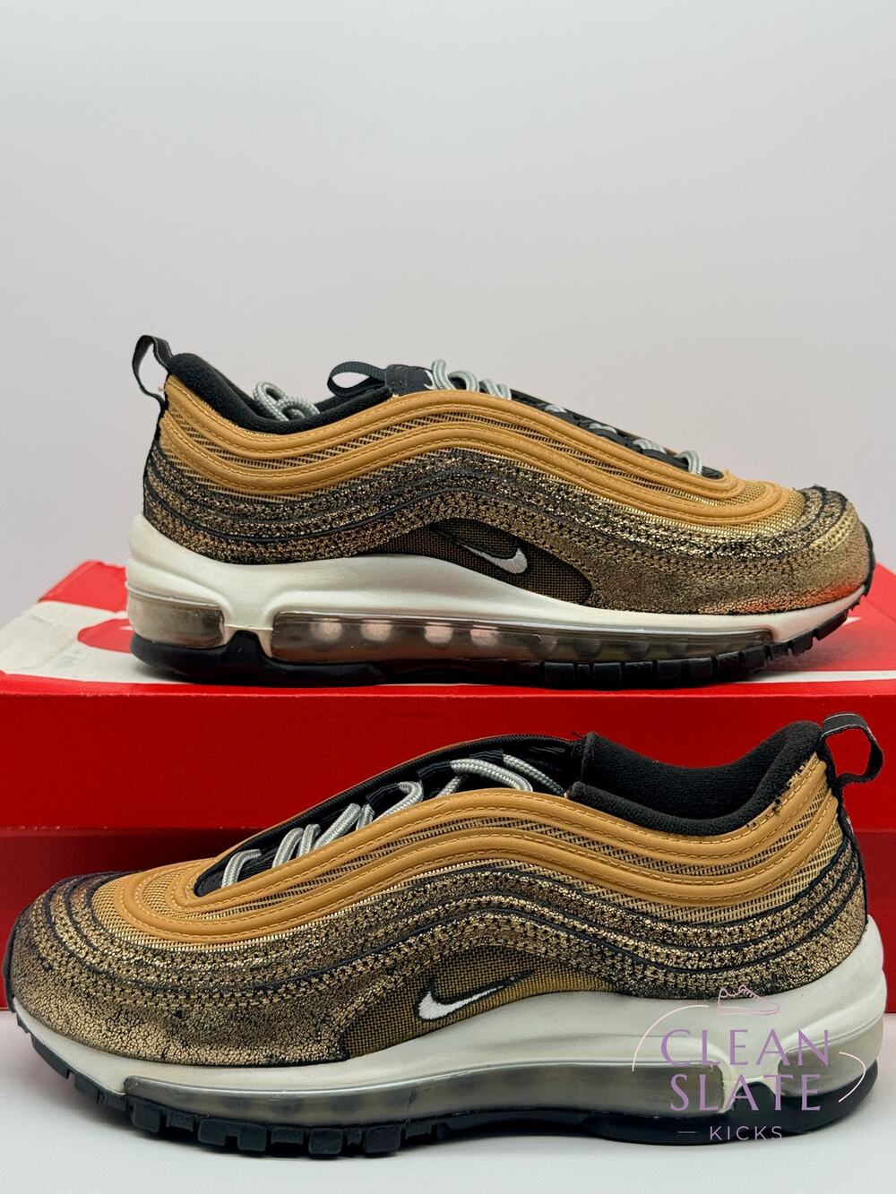 Nike Air Max 97 Metallic Gold Twine/White Size 5Y NIB
